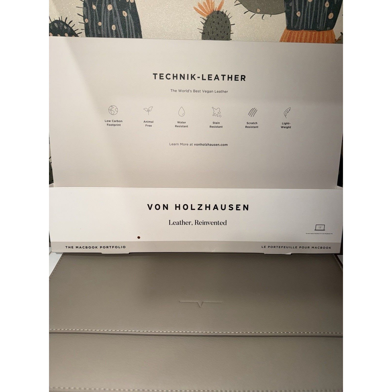 New Von Holzhausen Macbook Portfolio 13 In Vegan Leather Cover Stone Gray — image 3 of 3